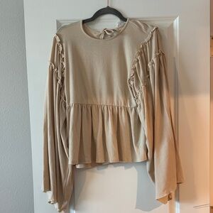 Peach Love California Cream Ruffle Blouse